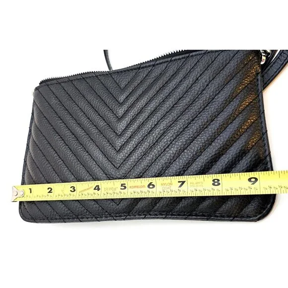 Beren Black Quilted Leather Crossbody Purse Clutch – Small Organizer Bag - Picture 8 of 9